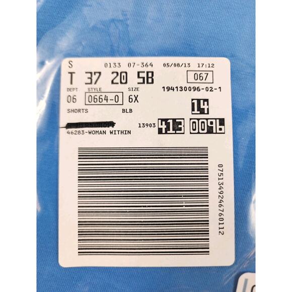 Dreams Co., Elastic Waist Drawstring Shorts, 100% Cotton, Blue, Women's Size 6X - Picture 4 of 5